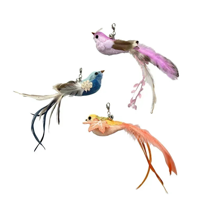 Simulation Bird Cat Toy – Suction Cup Feather Teaser Wand for Play