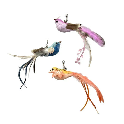 Simulation Bird Cat Toy – Suction Cup Feather Teaser Wand for Play