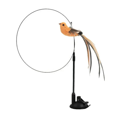 Simulation Bird Cat Toy – Suction Cup Feather Teaser Wand for Play