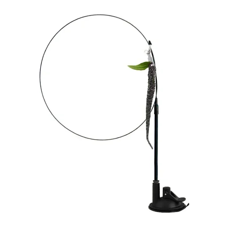 Simulation Bird Cat Toy – Suction Cup Feather Teaser Wand for Play