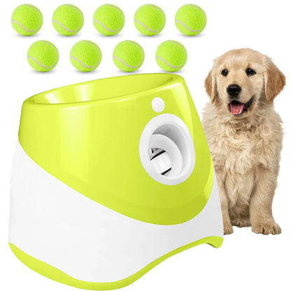 Automatic Dog Ball Launcher with 10-30Ft 3 Launching Distance with 9 Tennis Balls