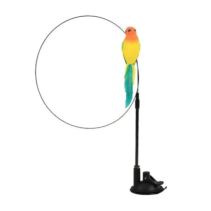 Simulation Bird Cat Toy – Suction Cup Feather Teaser Wand for Play
