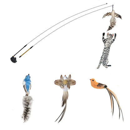 Simulation Bird Cat Toy – Suction Cup Feather Teaser Wand for Play