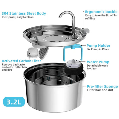 Stainless Steel Pet Automatic Water Fountain