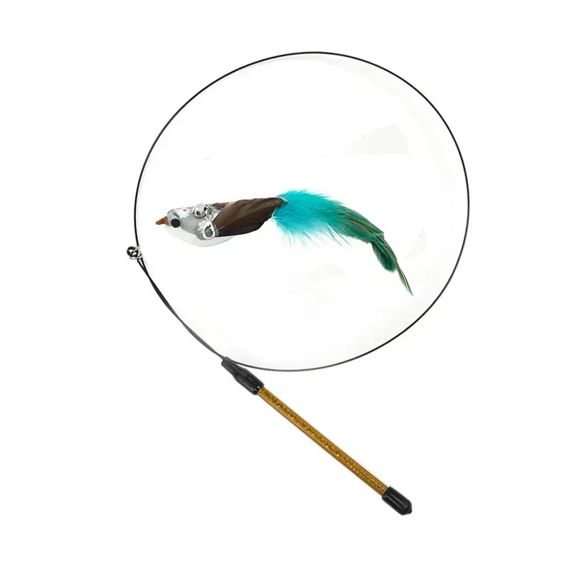 Simulation Bird Cat Toy – Suction Cup Feather Teaser Wand for Play