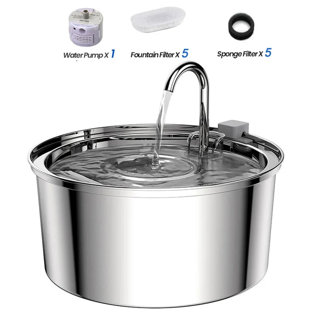 3.2L Stainless Steel Pet Water Fountain – USB Powered with Sensor
