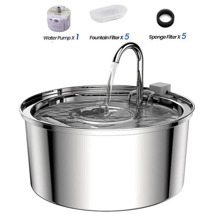 3.2L Stainless Steel Pet Water Fountain – USB Powered with Sensor