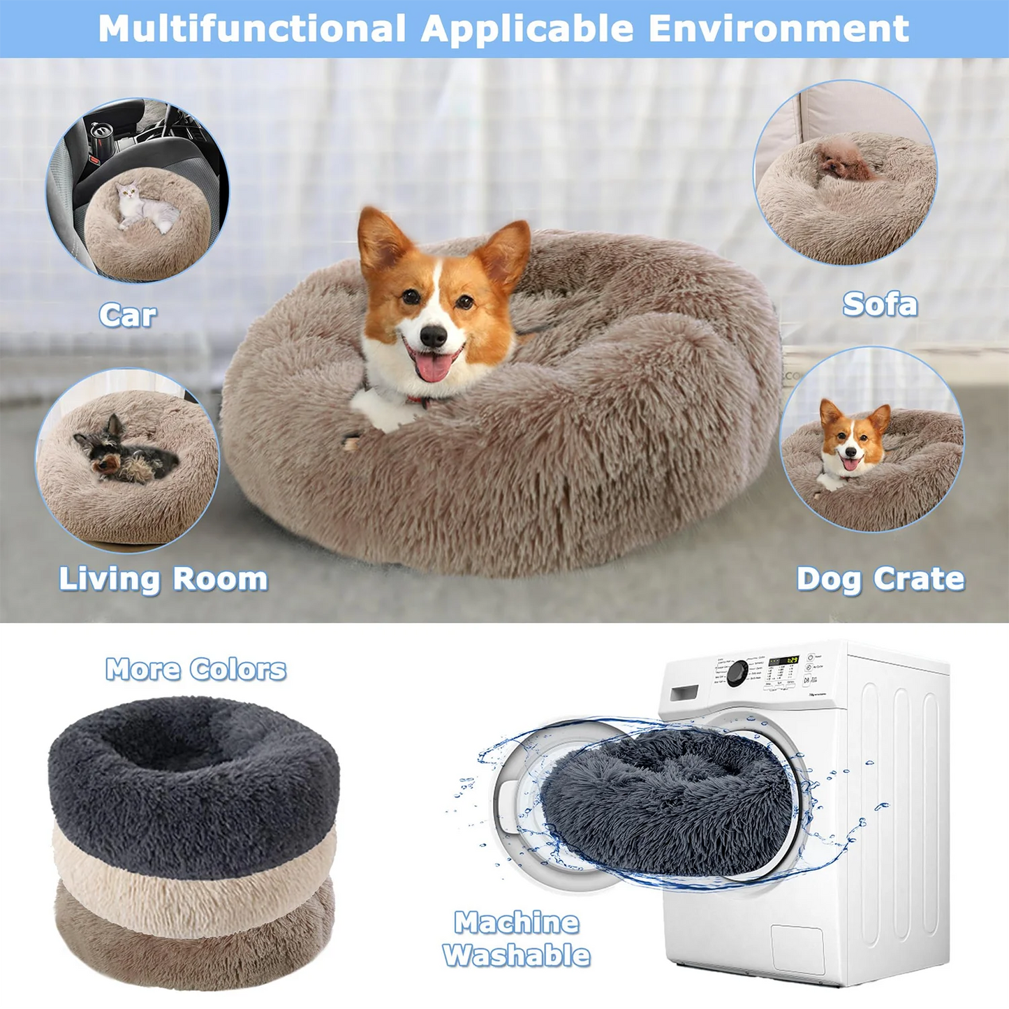 Round Pet Bed for Large Dog - Super Soft