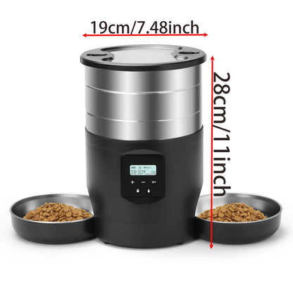 4.5L Button WiFi Automatic Pet Feeder Includes Two Stainless Steel Bowls