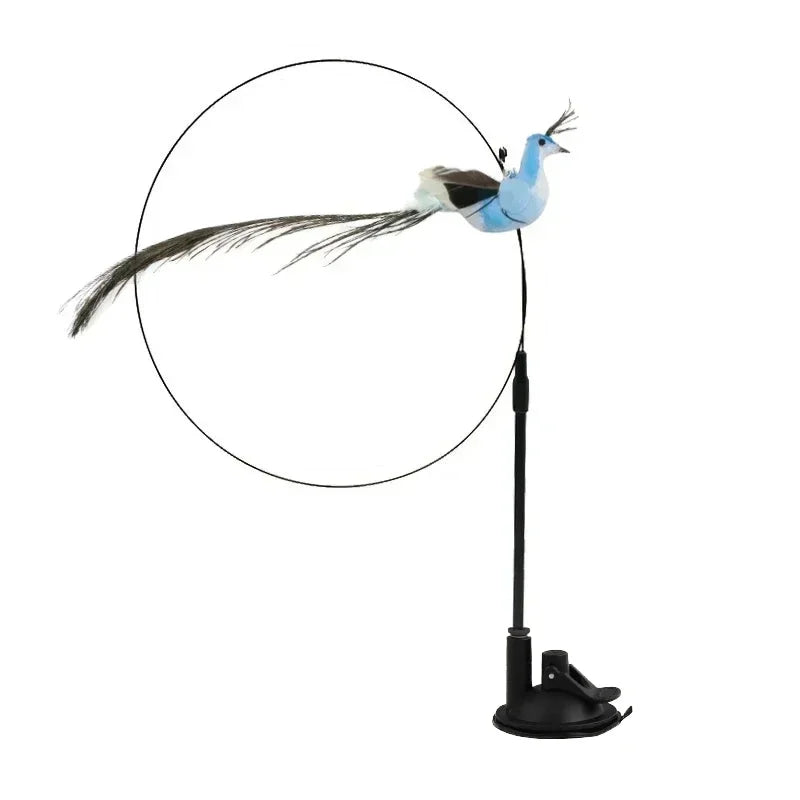 Simulation Bird Cat Toy – Suction Cup Feather Teaser Wand for Play