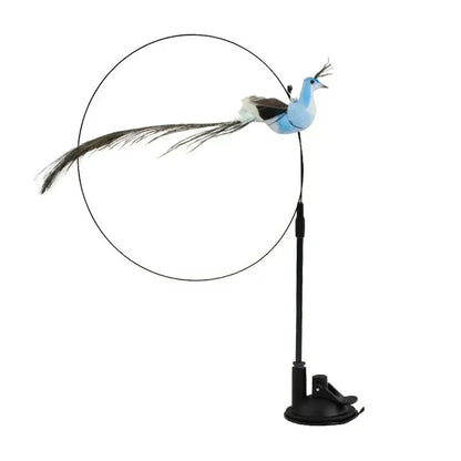 Simulation Bird Cat Toy – Suction Cup Feather Teaser Wand for Play