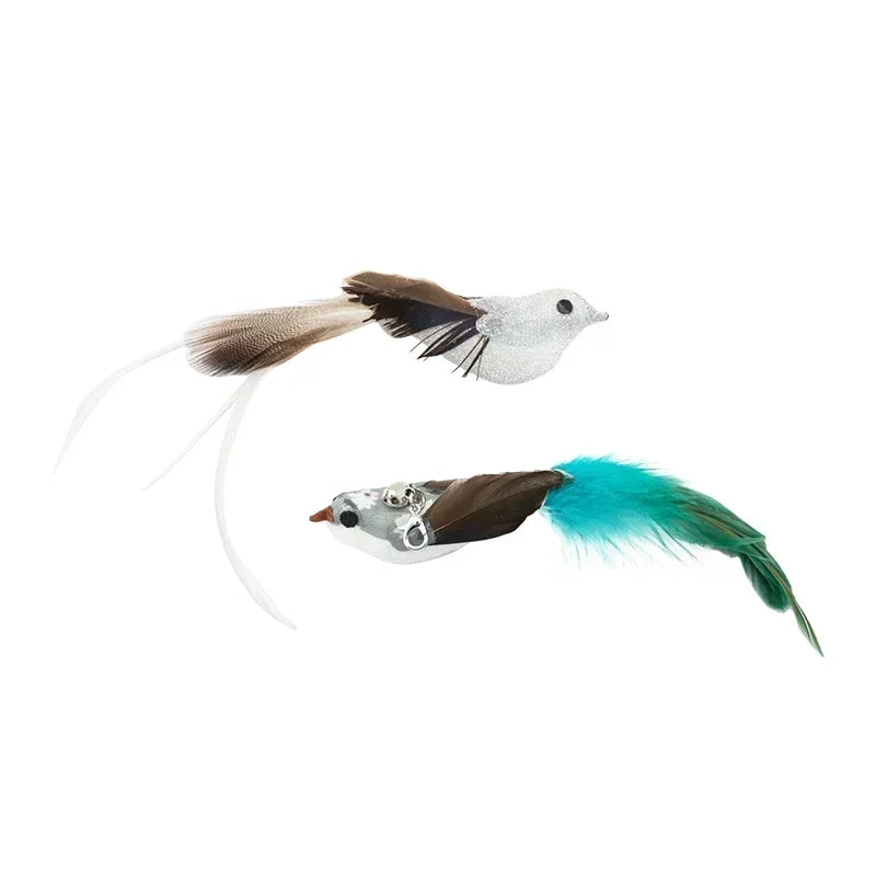 Simulation Bird Cat Toy – Suction Cup Feather Teaser Wand for Play