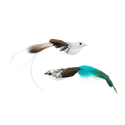 Simulation Bird Cat Toy – Suction Cup Feather Teaser Wand for Play