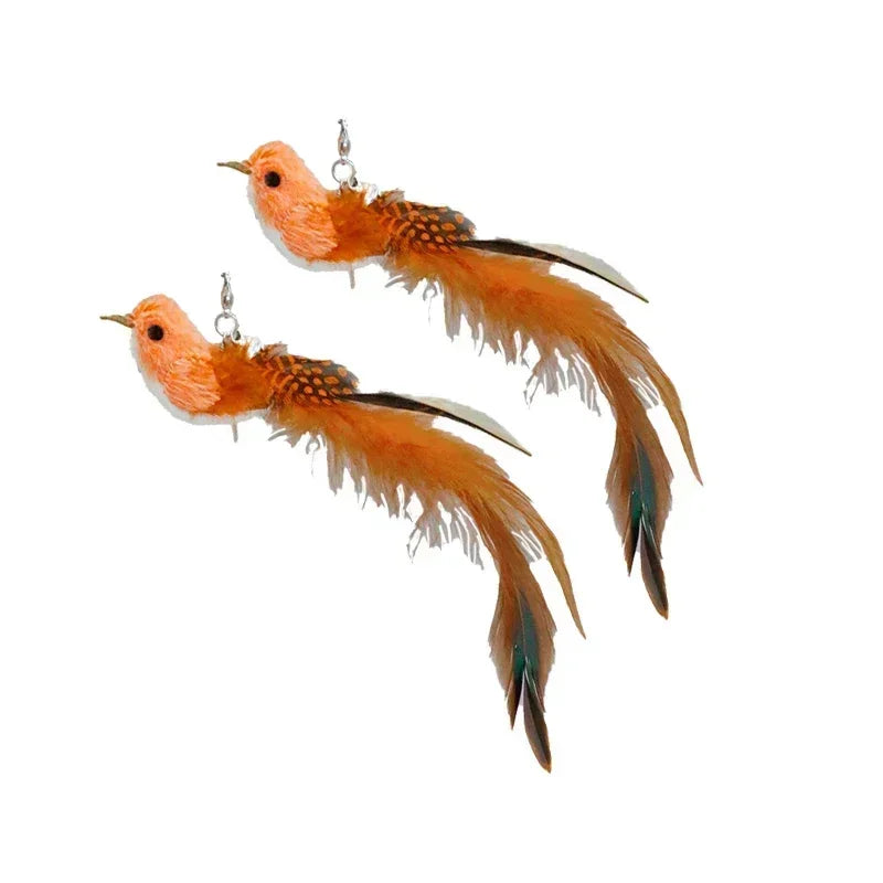 Simulation Bird Cat Toy – Suction Cup Feather Teaser Wand for Play
