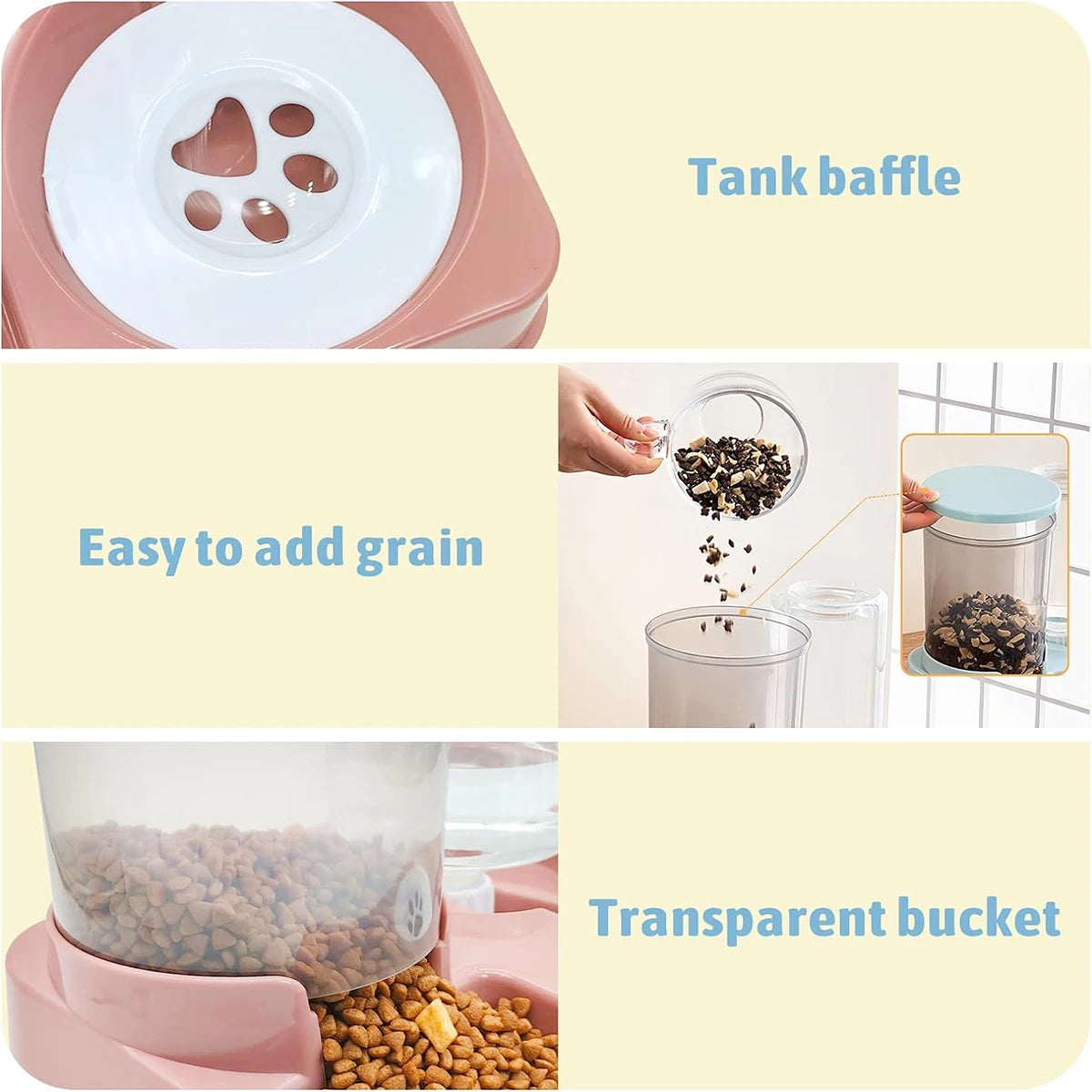 2 In 1 Tilted Automatic Pet Food And Water Feeder Gravity Food Feeder and Waterer