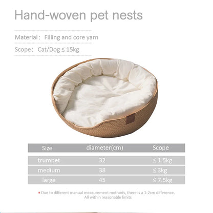 Pet bamboo Weaving waterproof Removable Cushion Sleeping Bag