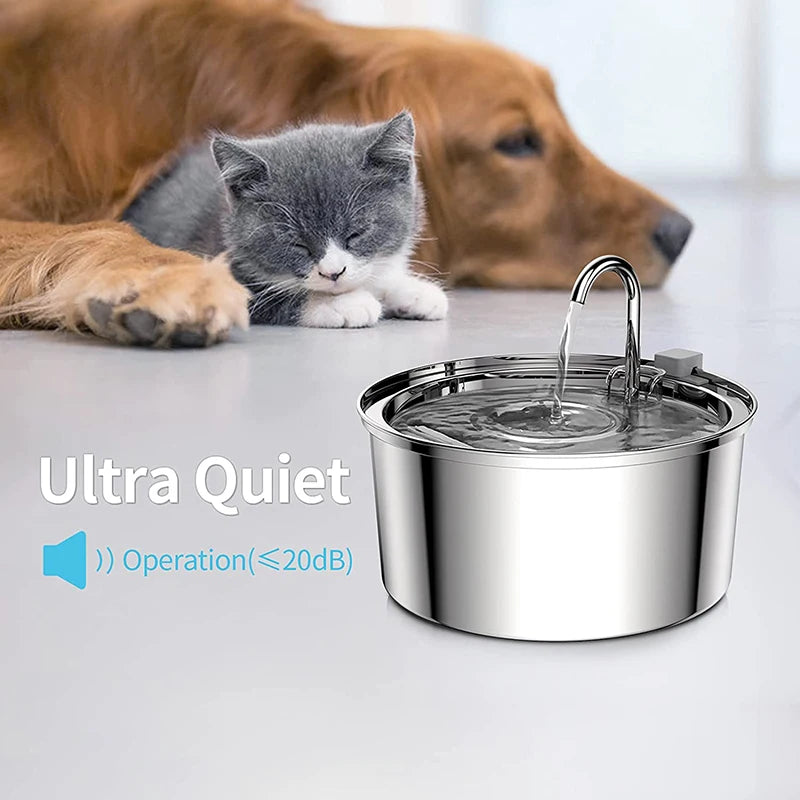 3.2L Stainless Steel Pet Water Fountain – USB Powered with Sensor