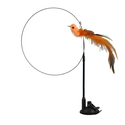 Simulation Bird Cat Toy – Suction Cup Feather Teaser Wand for Play