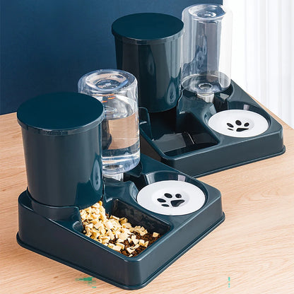 2 In 1 Tilted Automatic Pet Food And Water Feeder Gravity Food Feeder and Waterer