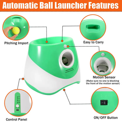 Automatic Dog Ball Launcher with 10-30Ft 3 Launching Distance with 9 Tennis Balls