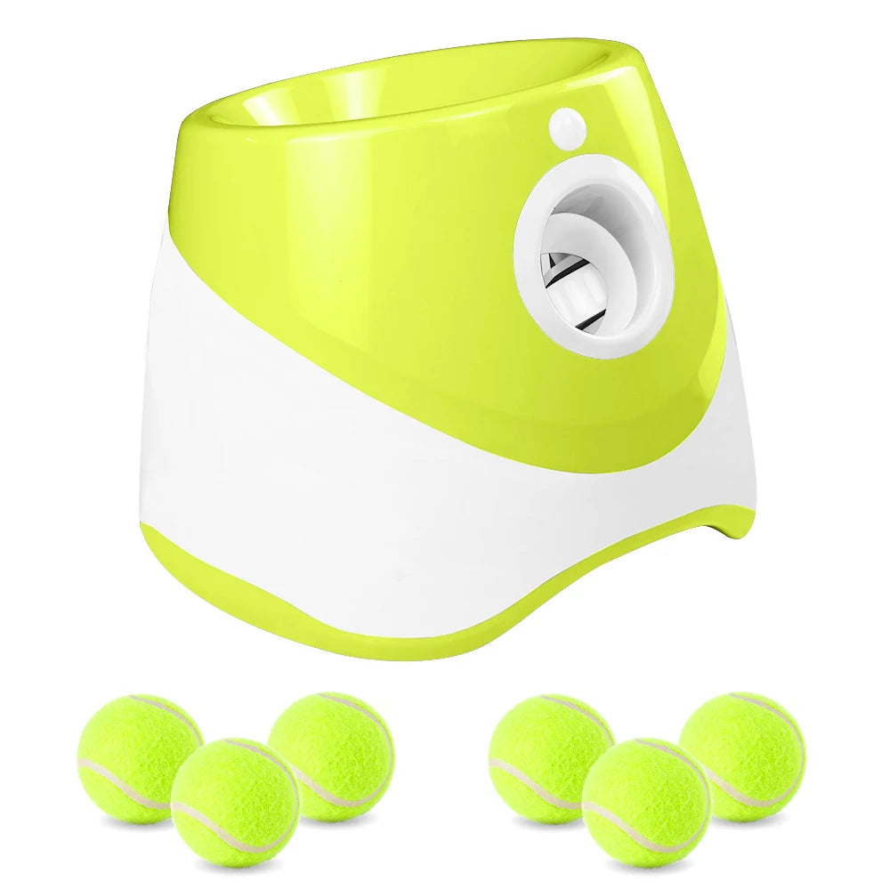 Automatic Dog Tennis Ball Launcher Rechargeable Catapult 6 Ball