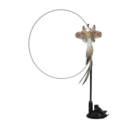 Simulation Bird Cat Toy – Suction Cup Feather Teaser Wand for Play