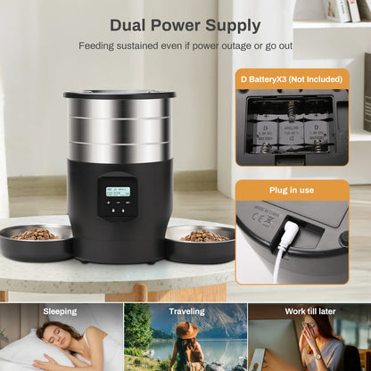 4.5L Button WiFi Automatic Pet Feeder Includes Two Stainless Steel Bowls