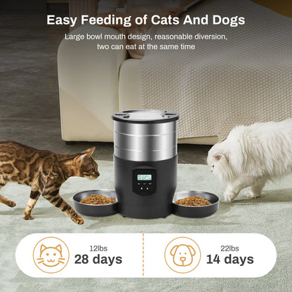 4.5L Button WiFi Automatic Pet Feeder Includes Two Stainless Steel Bowls