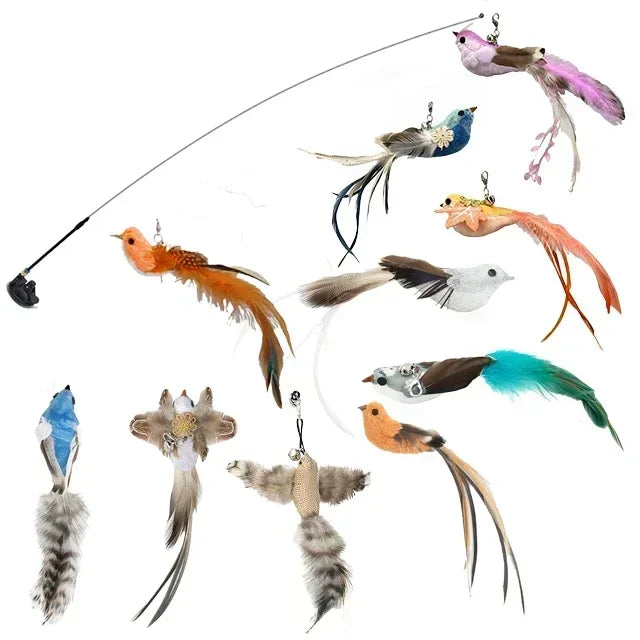 Simulation Bird Cat Toy – Suction Cup Feather Teaser Wand for Play