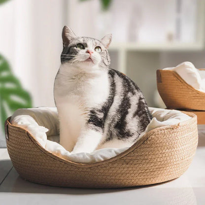 Pet bamboo Weaving waterproof Removable Cushion Sleeping Bag