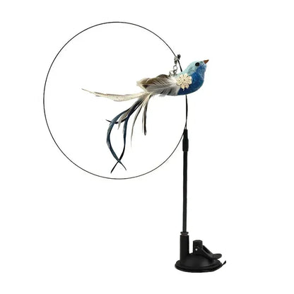 Simulation Bird Cat Toy – Suction Cup Feather Teaser Wand for Play