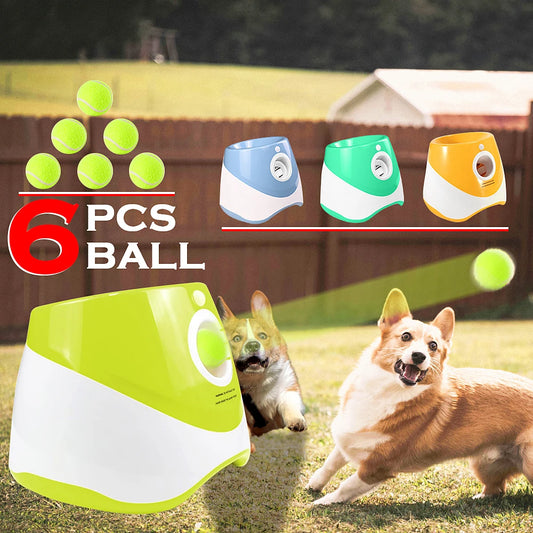 Automatic Dog Tennis Ball Launcher Rechargeable Catapult 6 Ball