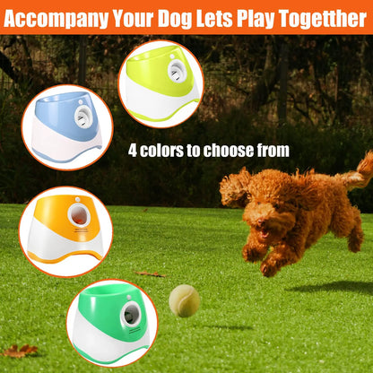 Automatic Dog Ball Launcher with 10-30Ft 3 Launching Distance with 9 Tennis Balls