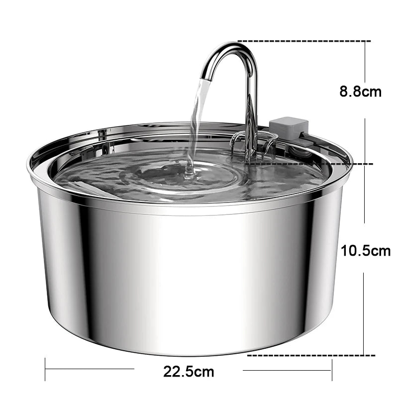 3.2L Stainless Steel Pet Water Fountain – USB Powered with Sensor