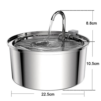 3.2L Stainless Steel Pet Water Fountain – USB Powered with Sensor