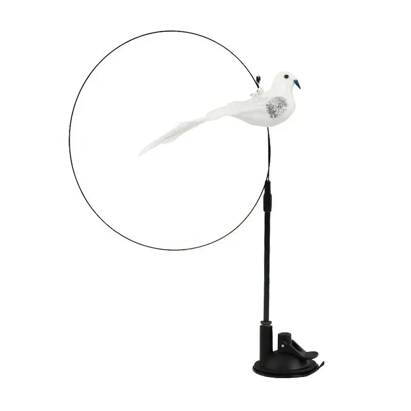 Simulation Bird Cat Toy – Suction Cup Feather Teaser Wand for Play