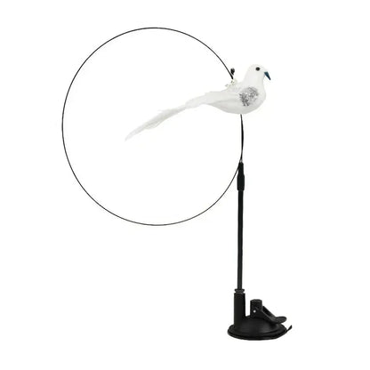 Simulation Bird Cat Toy – Suction Cup Feather Teaser Wand for Play