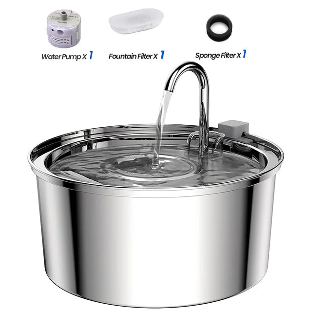 3.2L Stainless Steel Pet Water Fountain – USB Powered with Sensor