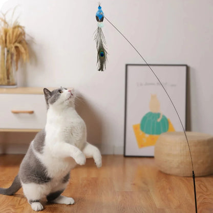 Simulation Bird Cat Toy – Suction Cup Feather Teaser Wand for Play