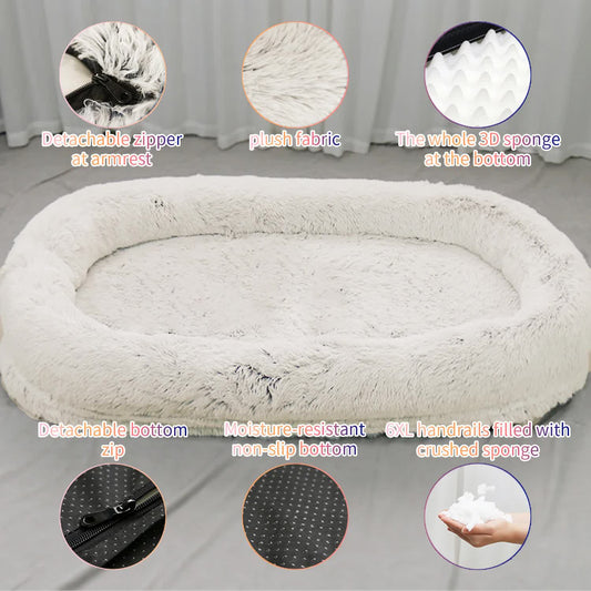 Fluffy Donut-Shaped Pet Bed- Soft, Cozy, and Anti-Anxiety for Dogs and Cats, Machine Washable  Size:S 60*50*18cm