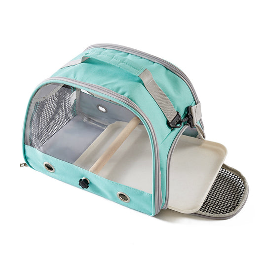 Portable Clear View Bird Carrier Travel Cage with Perch & Tray - Breathable Pet Bag for Parrots, Cockatiels & Small Animals