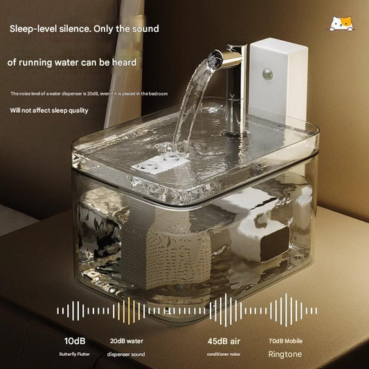 Matte White Wireless Sensor Pet Water Fountain - 1.5L Automatic Filtered Dispenser